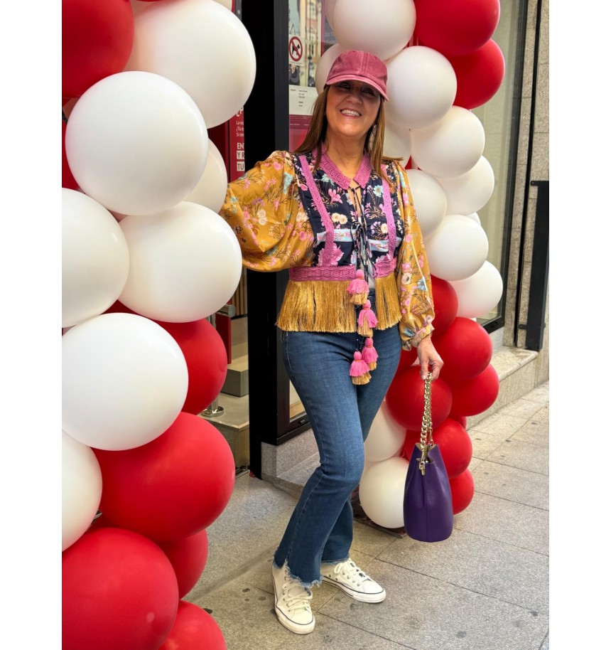chaqueta seda combinada