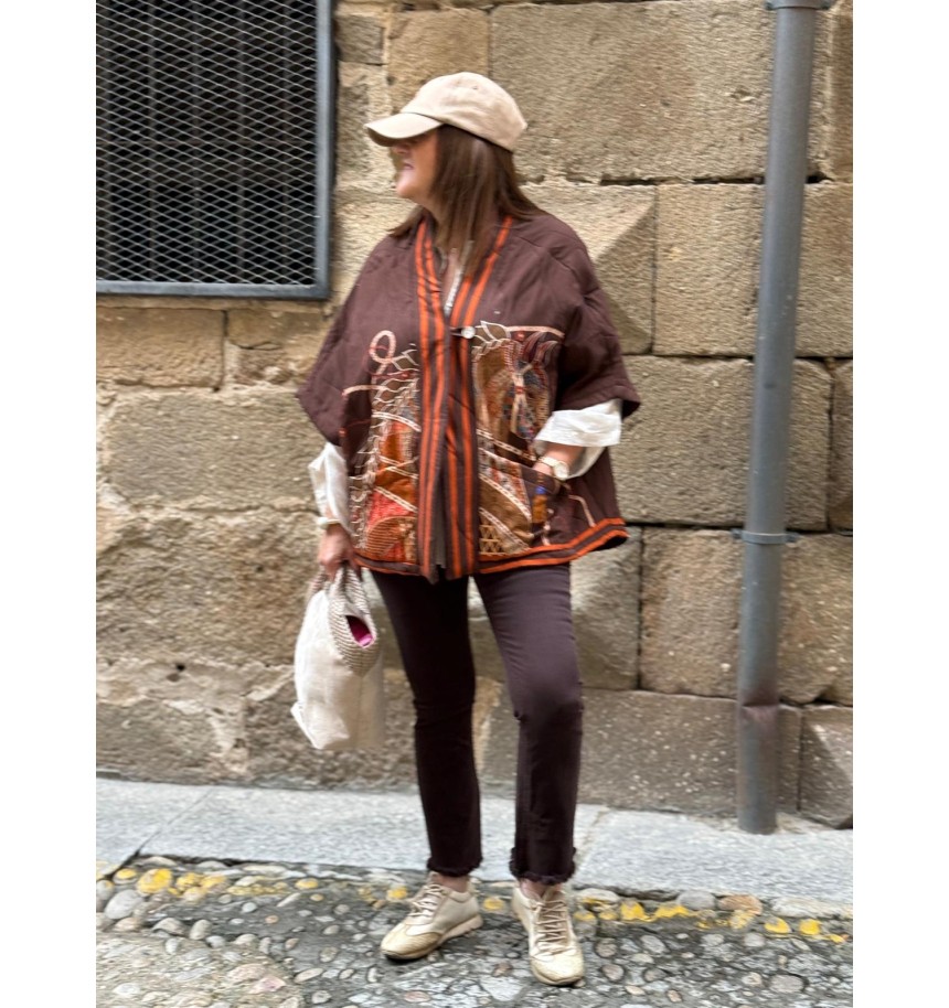 kimono acolchado estampado