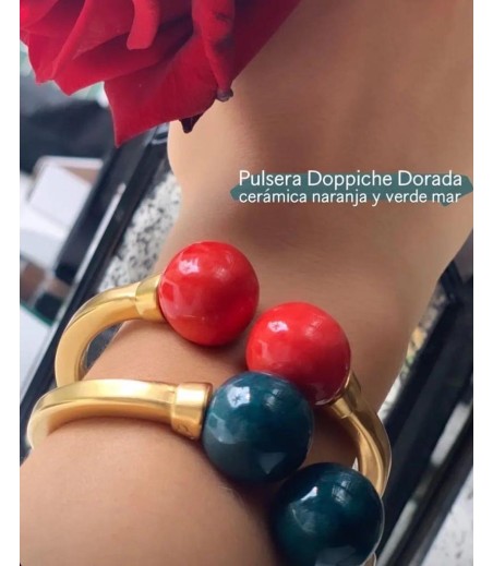 Pulsera de Zamak Dorada con bolas intercambiables Complementos